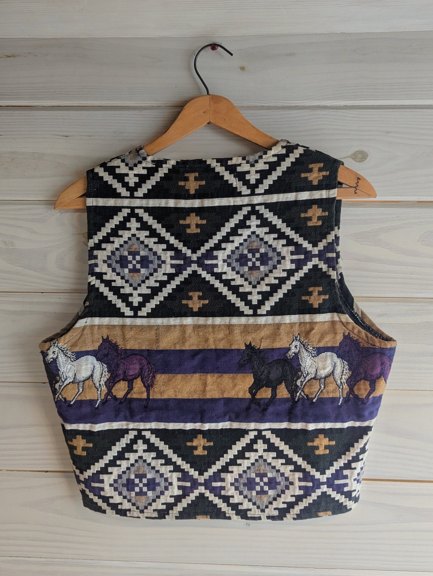 Southwest Canyon Vintage Vest Southwestern Tapestry Horse Print