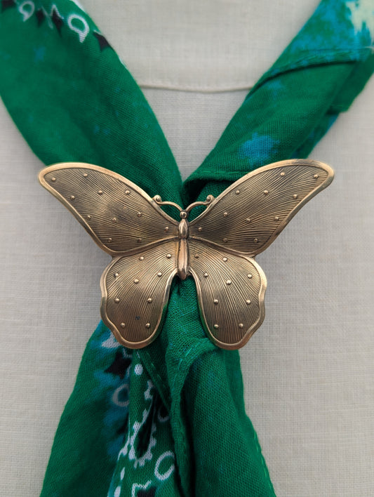 Large Brass Butterfly Bandana Slide