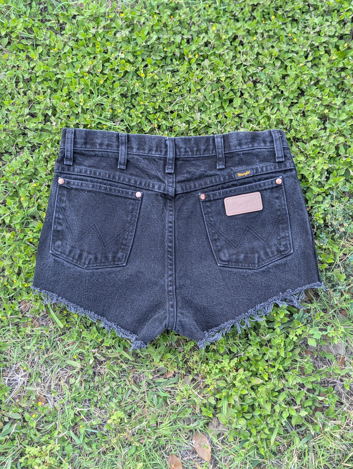 Wrangler High Waist Black Denim Cutoff Shorts