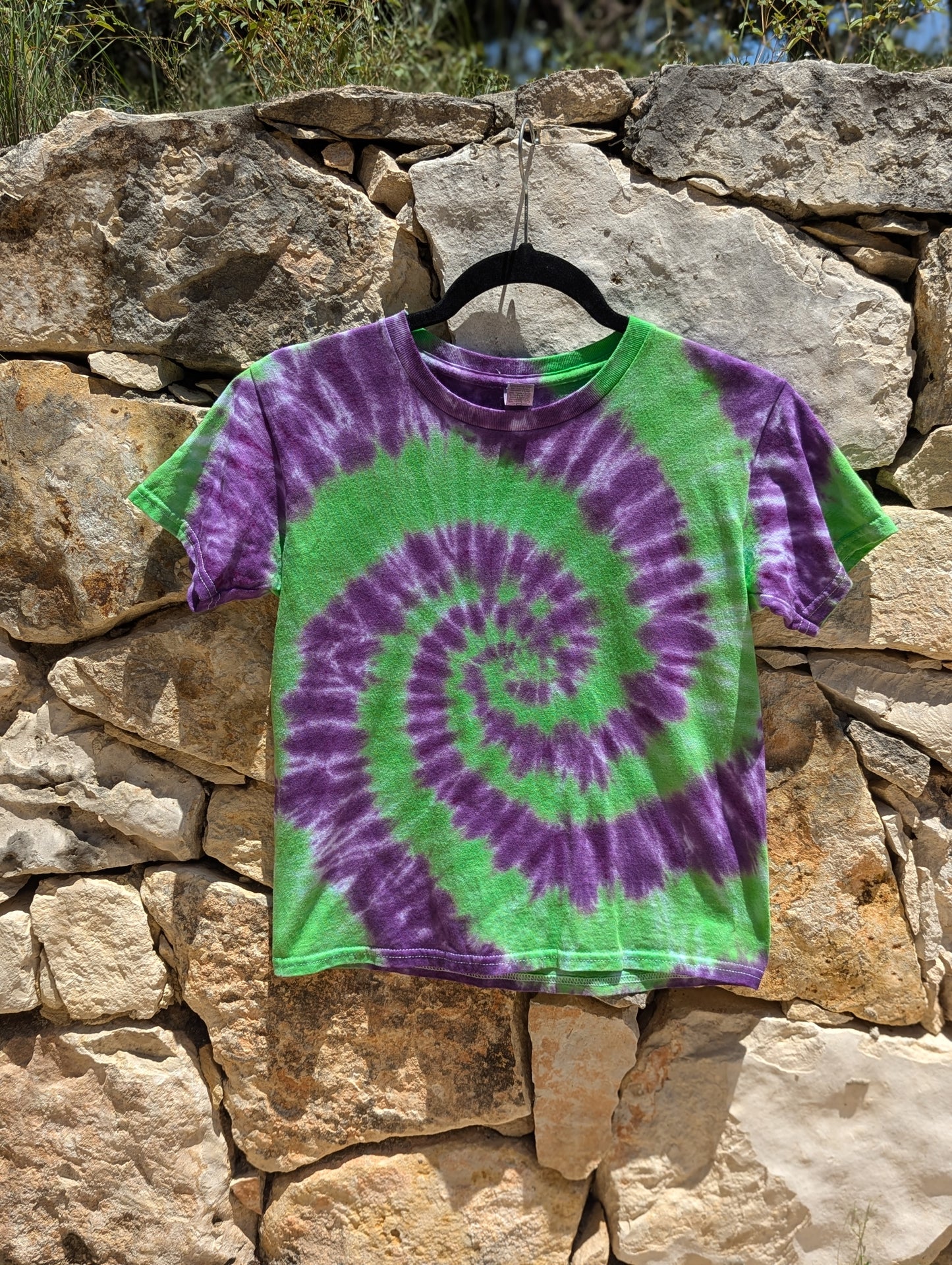 Kid's Purple and Green Tie Dye Shirt - Size YS