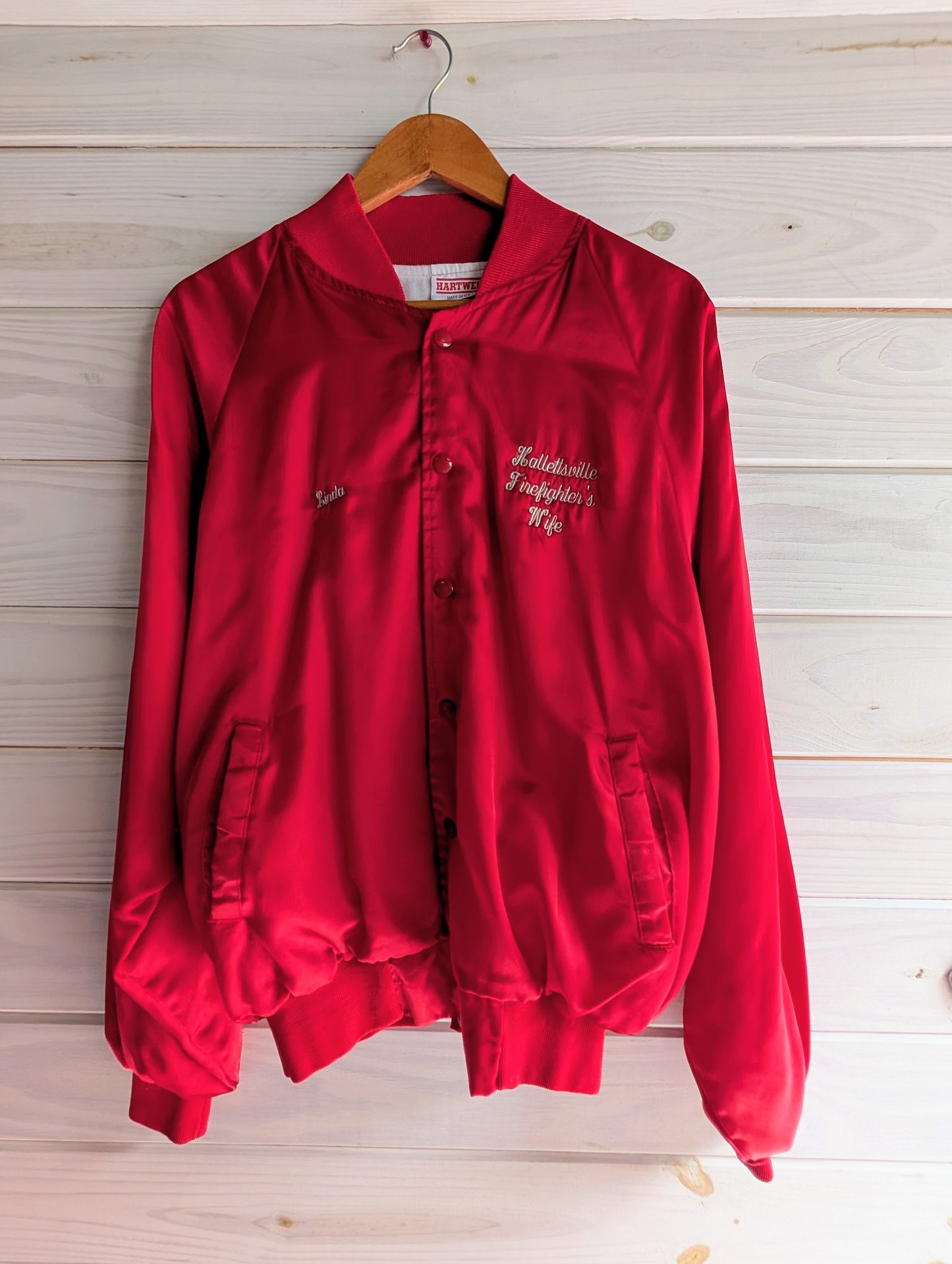 80's Vintage Red Satin Bomber Jacket "Linda"