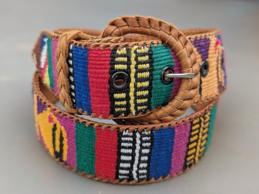 Colorful Vintage Woven Leather Belt
