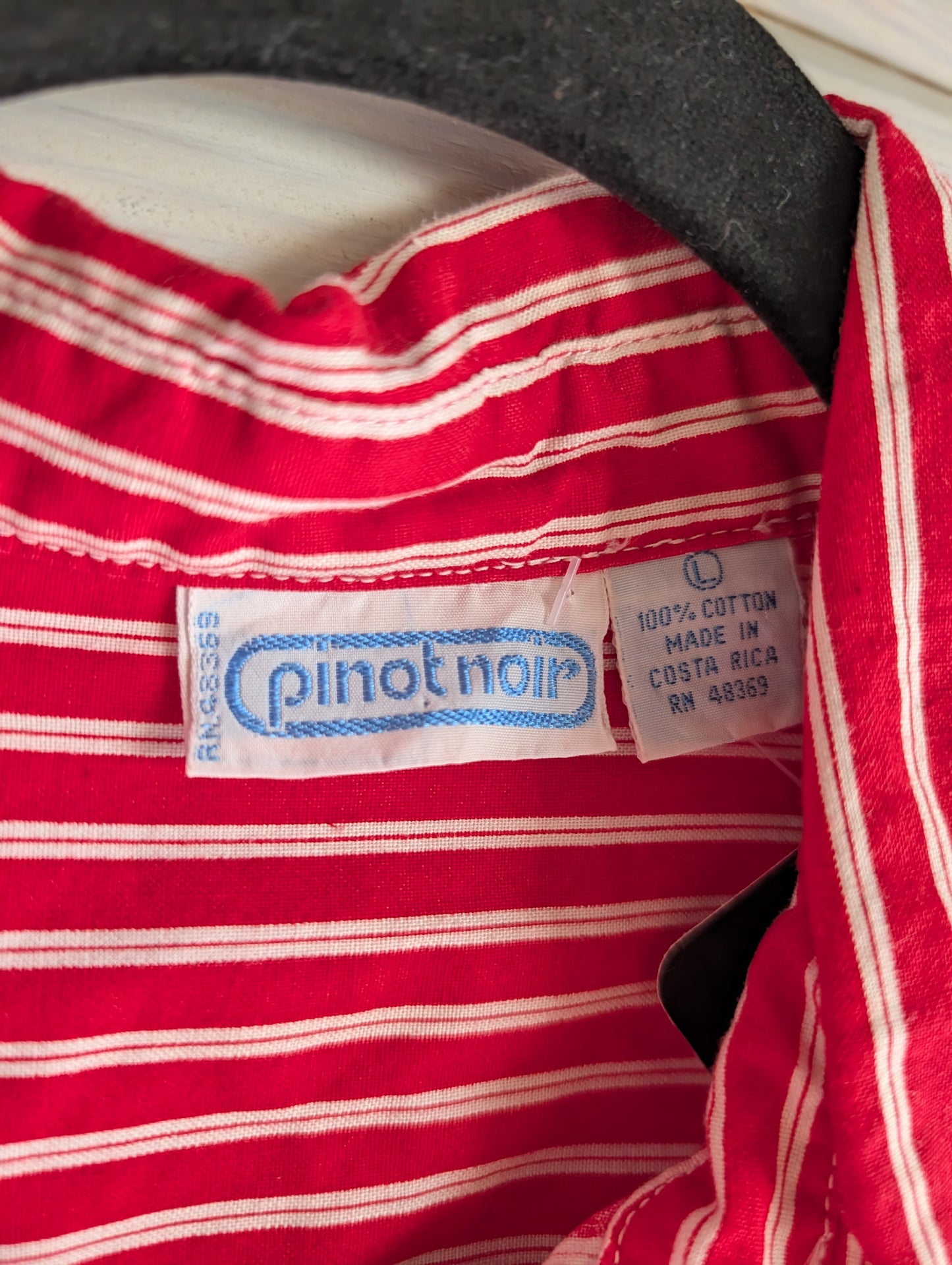 80's Vintage Pinot Noir Red and White Striped Long Sleeve Shirt