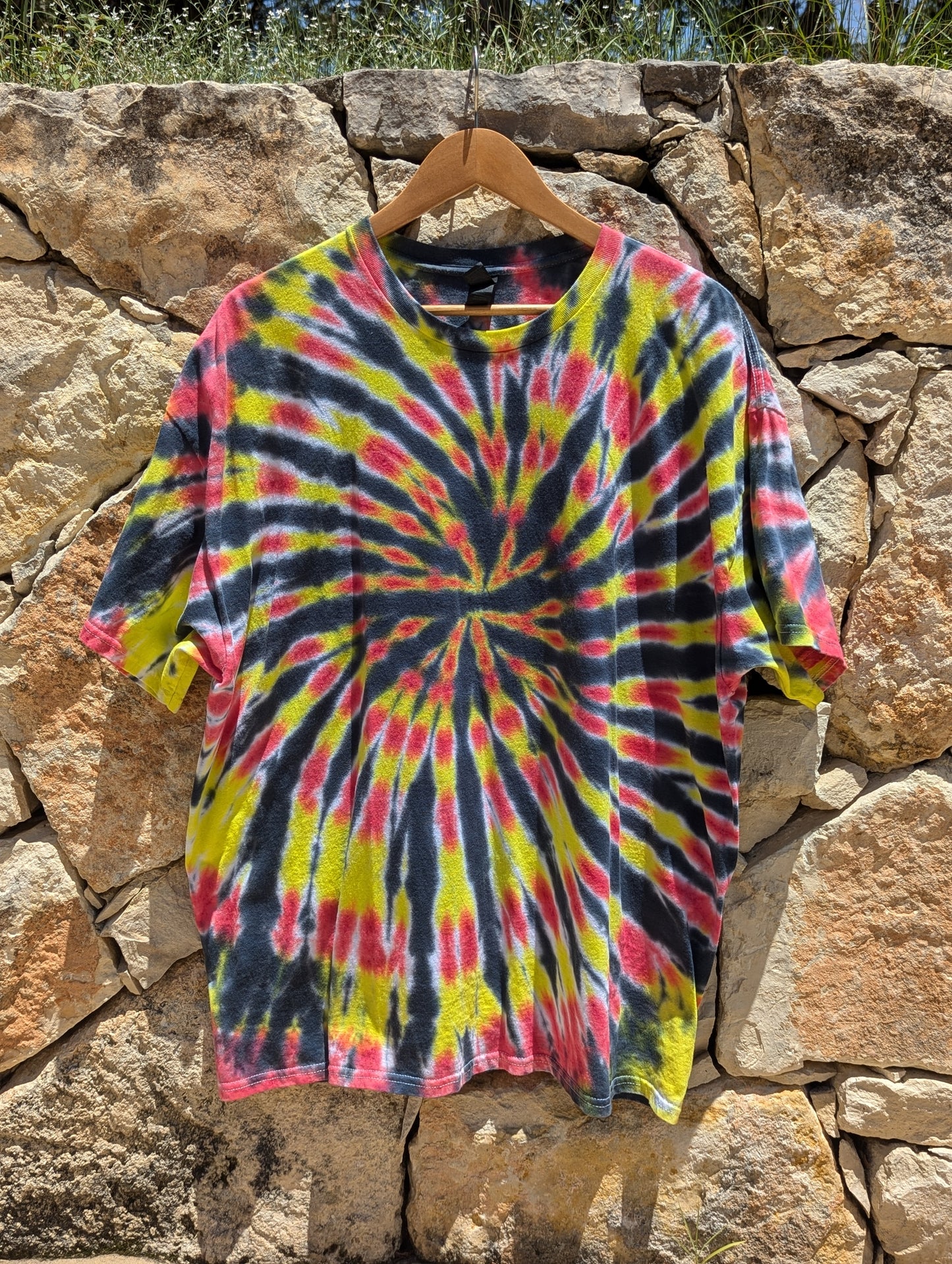 Red, Yellow and Black Tie Dye T-Shirt - Size XXL