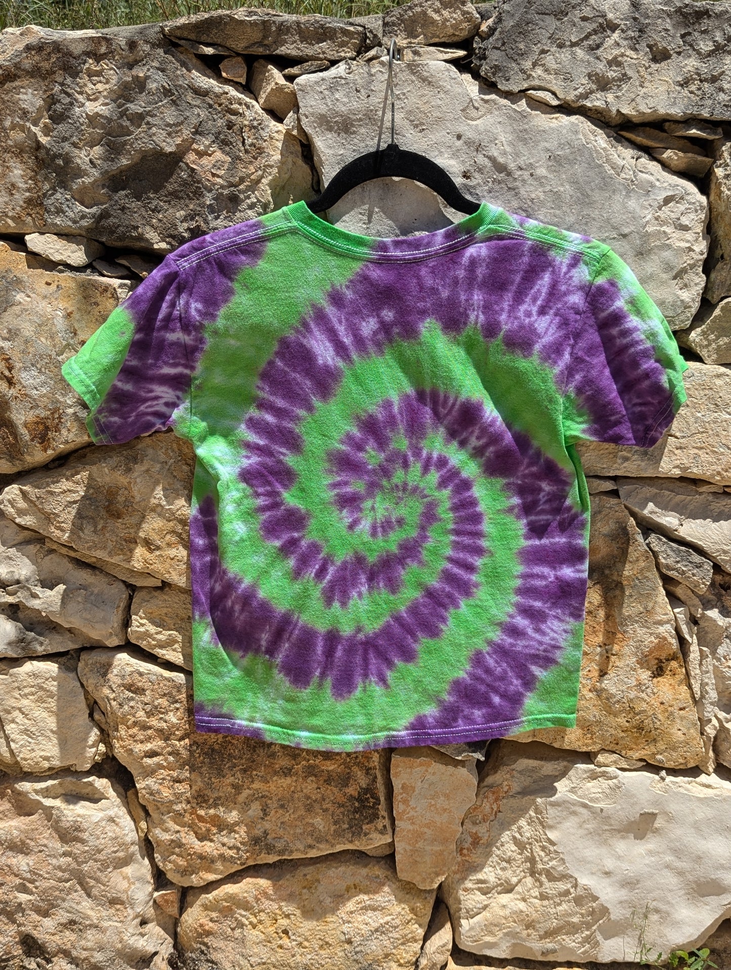 Kid's Purple and Green Tie Dye Shirt - Size YS