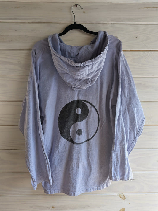 90's Vintage Lavender Purple Cotton Yin Yang Pullover Hoodie