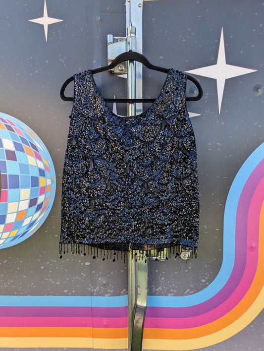 60's Sequin Beaded Fringe Party Top