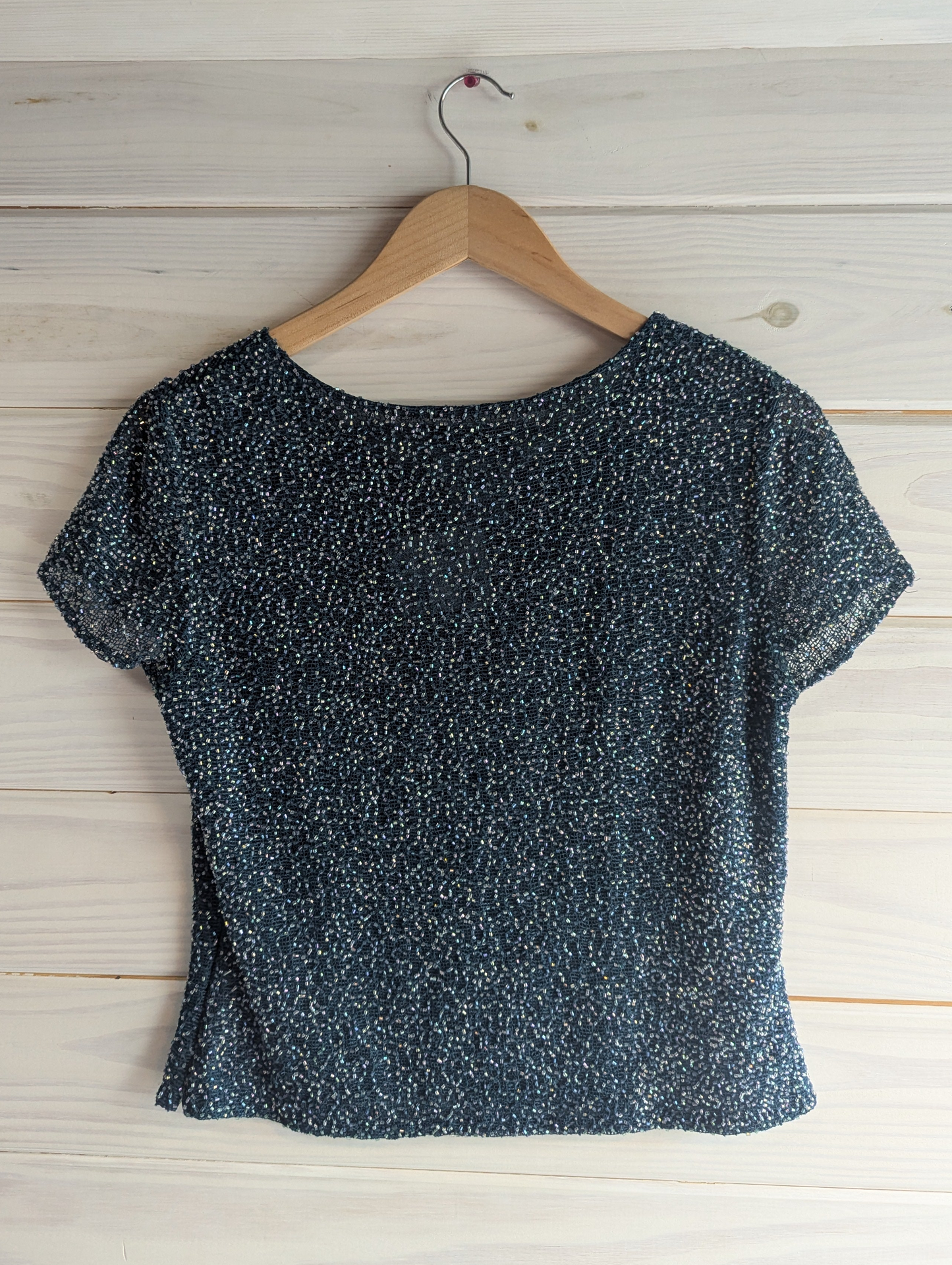 Vintage Papell Boutique Teal Beaded Blouse