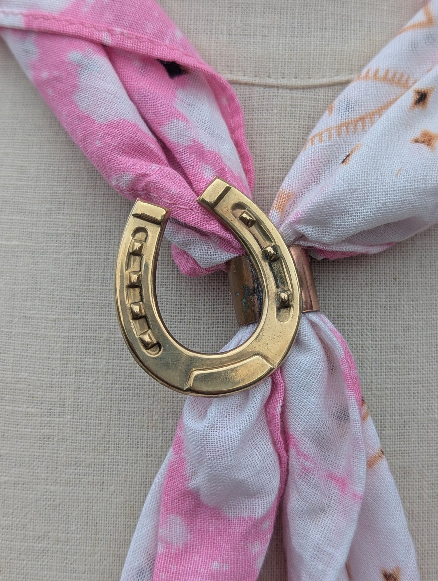 Lucky Horseshoe Brass Bandana Slide