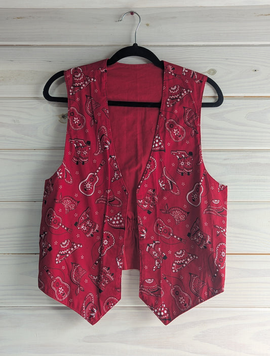 Vintage Red Bandana Print Vest